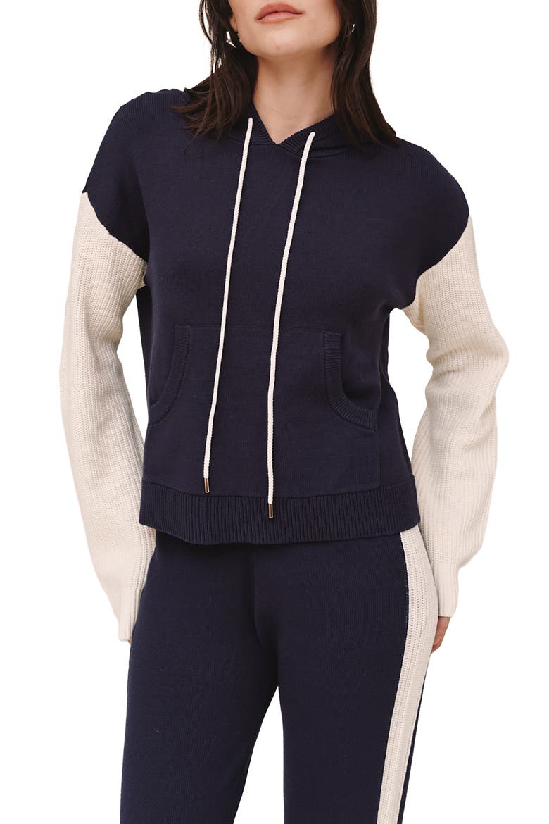 Contrast Sweater Hoodie, Main, color, MIDNIGHT FROST