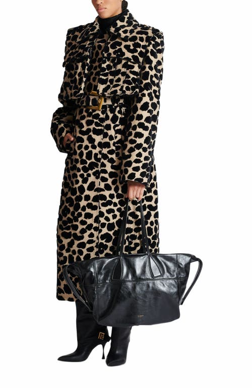 Balmain Track Shiny Leather Tote Bag