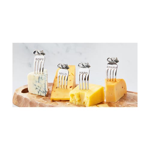 Tag Mice Cheese Marker Set Of Four Stainless Steel Utensils In Silver