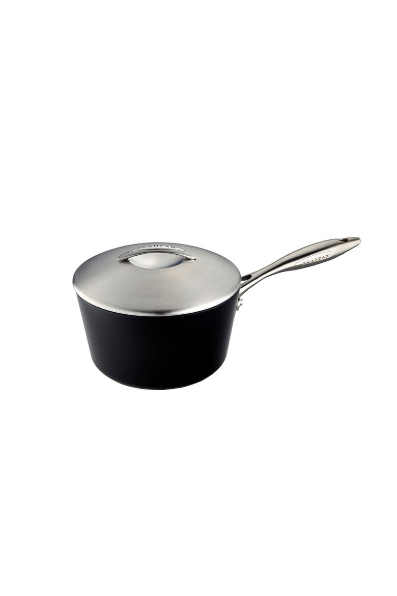 Professional 2 Quart Covered Saucepan, Main, color, Black