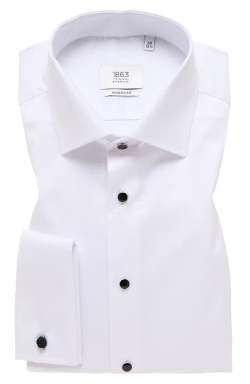 1863 By Eterna Luxury Black Tie Modern Fit Dress Shirt In White