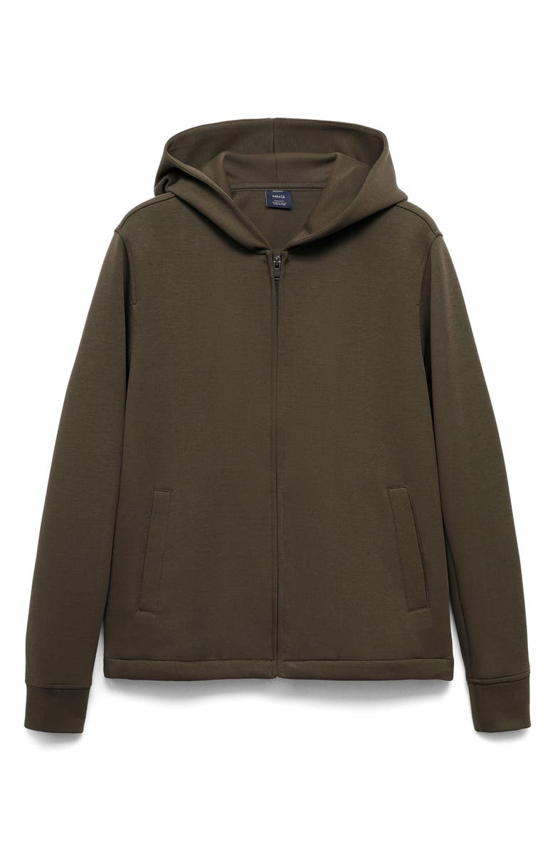 MANGO Zip-Up Hoodie, Alternate, color, Olive Green