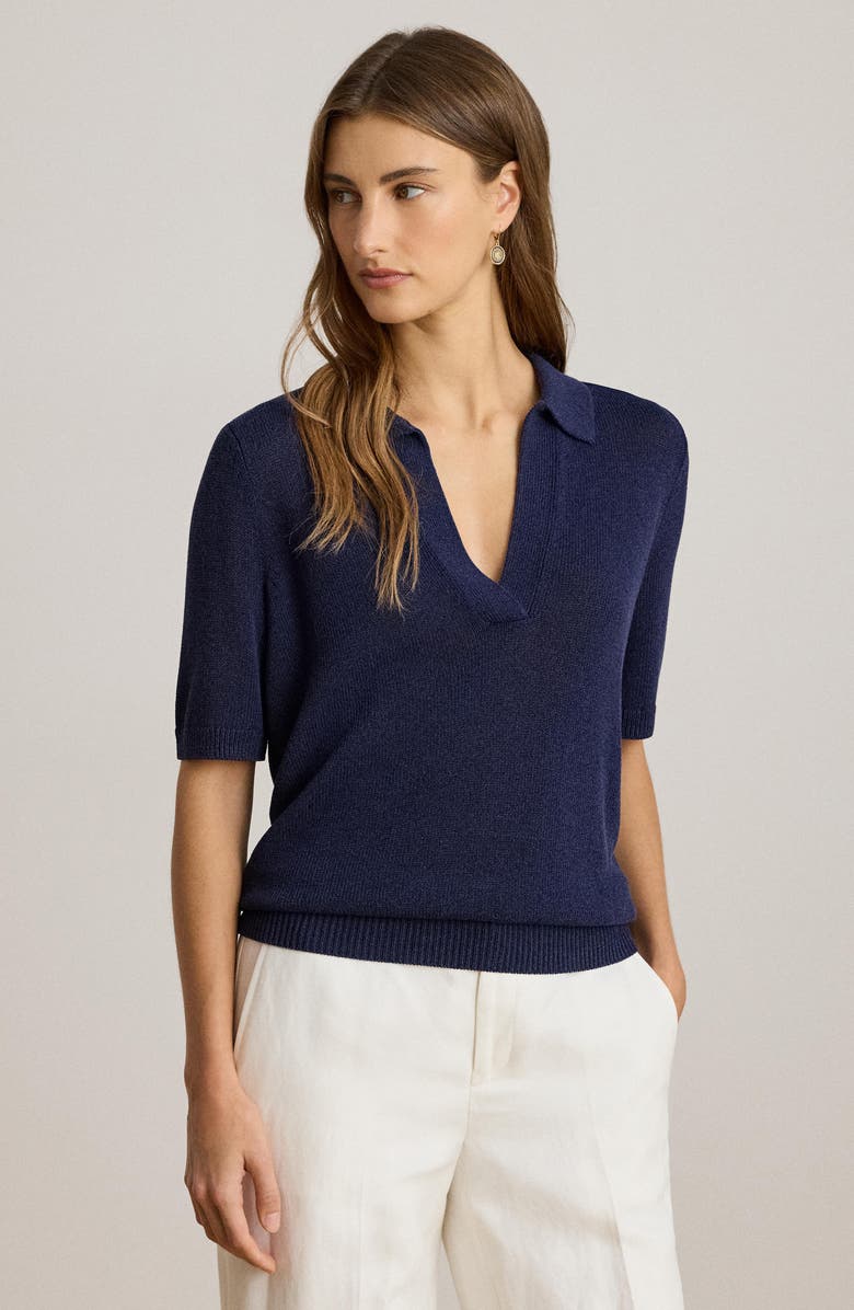 Lauren Ralph Lauren Radnor Polo Sweater, Alternate, color, Refined Navy Blue
