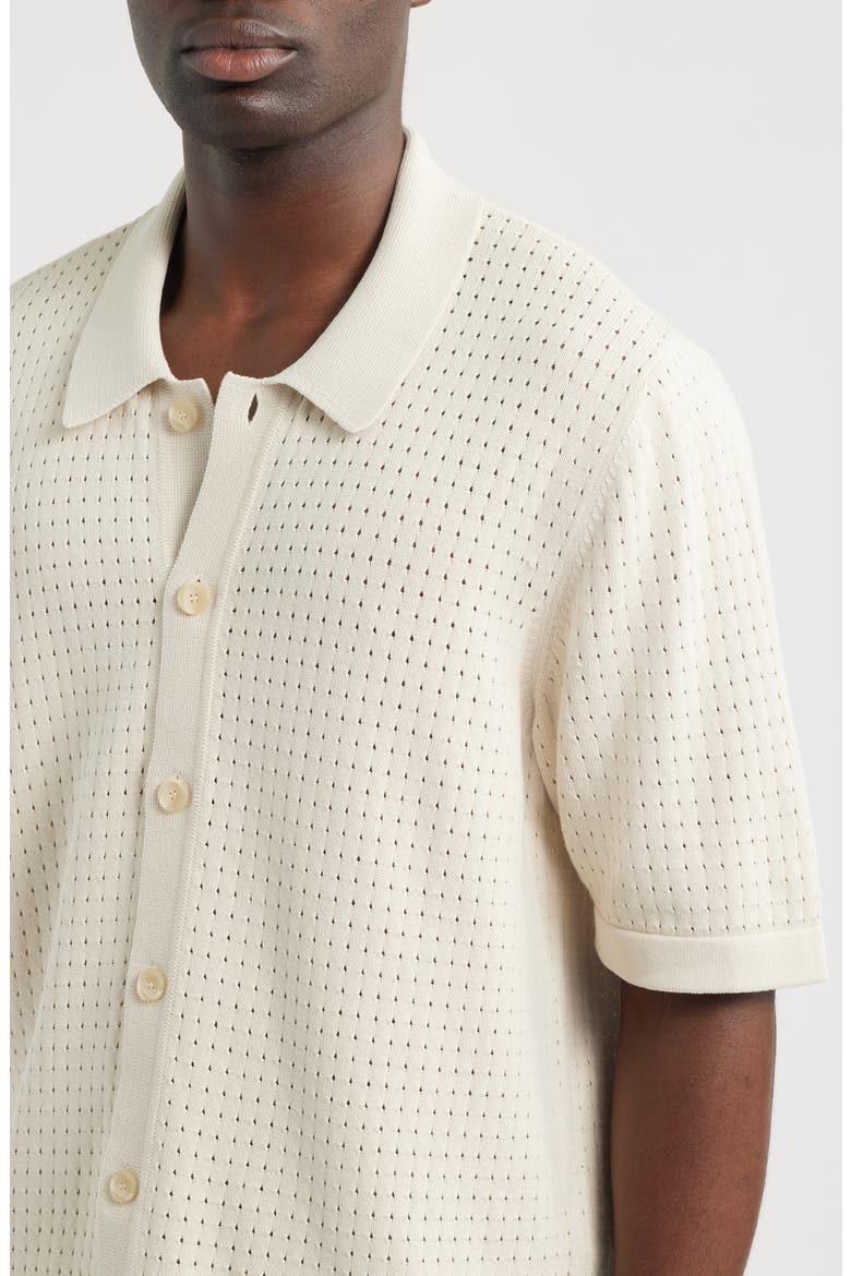 Pointelle Short Sleeve Organic Cotton Sweater, Alternate, color, NATURAL