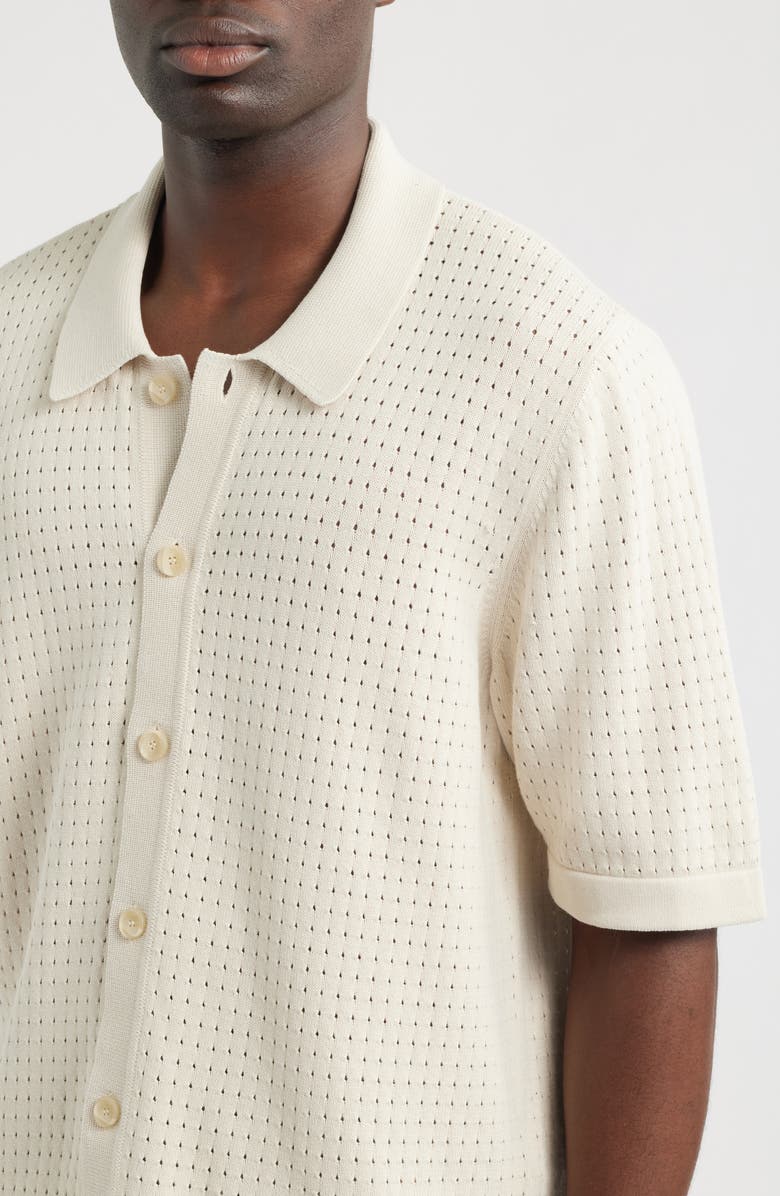 Corridor Pointelle Short Sleeve Organic Cotton Sweater, Alternate, color, Natural