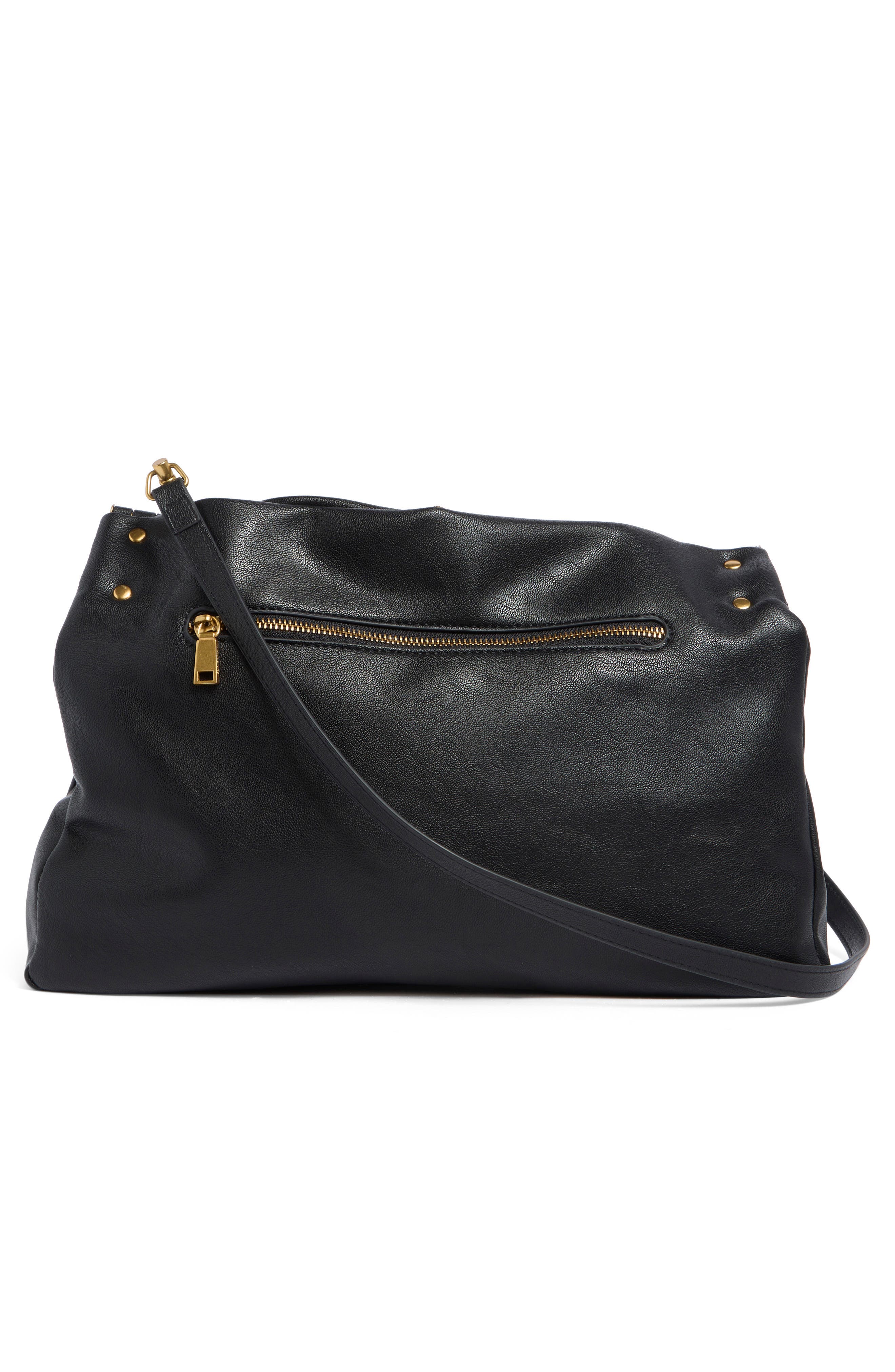 Max Faux Leather Clutch, Alternate, color, BLACK