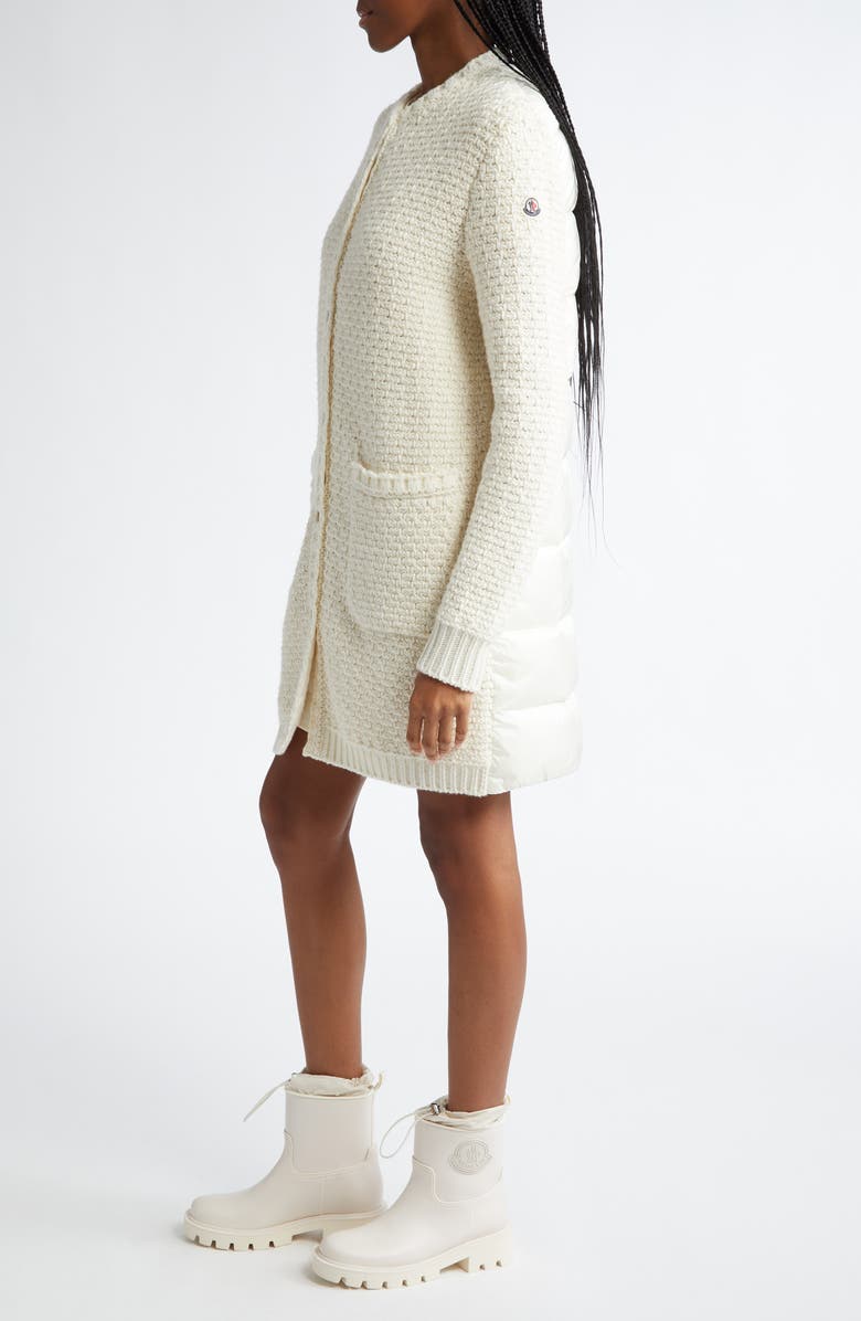 Moncler Mixed Media Down Cardigan, Alternate, color,