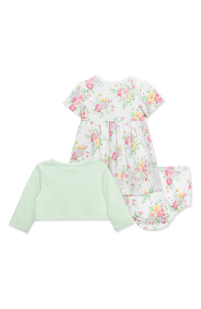 Little Me Bouquet Cardigan Dress Set, Alternate, color, Floral