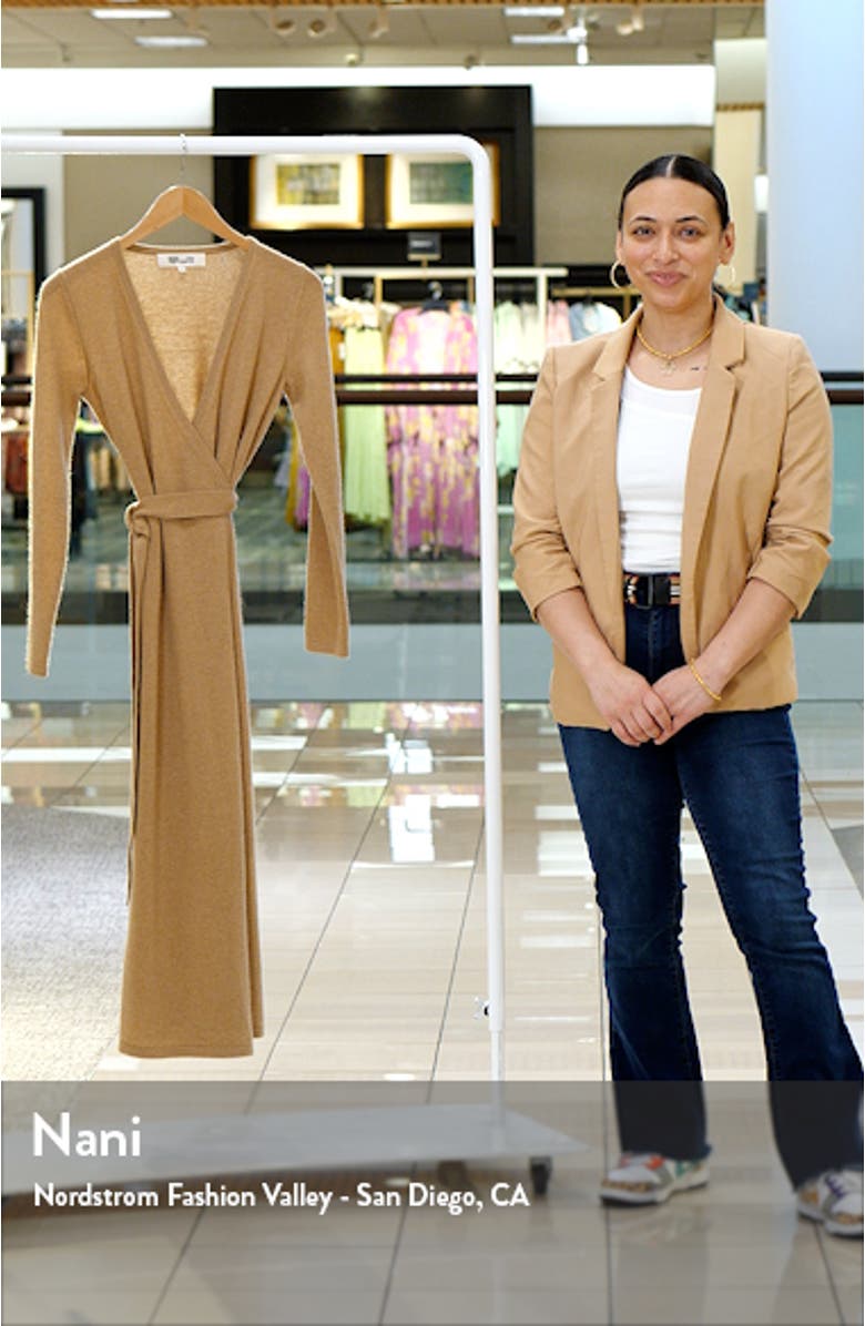 Astrid Long Sleeve Wool & Cashmere Wrap Sweater Dress, sales video thumbnail