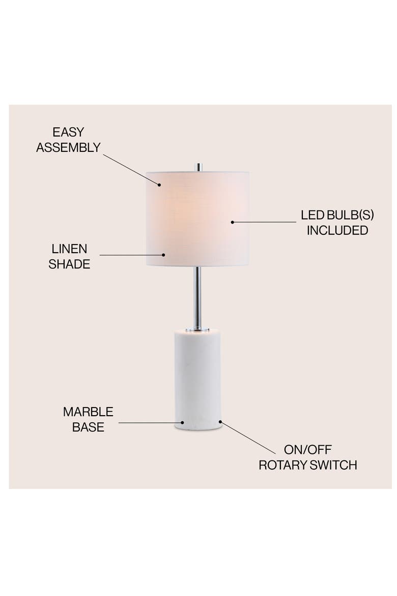 Aksel 25.5" Marble LED Table Lamp, White/Chrome, Alternate, color, White Marble/Chrome