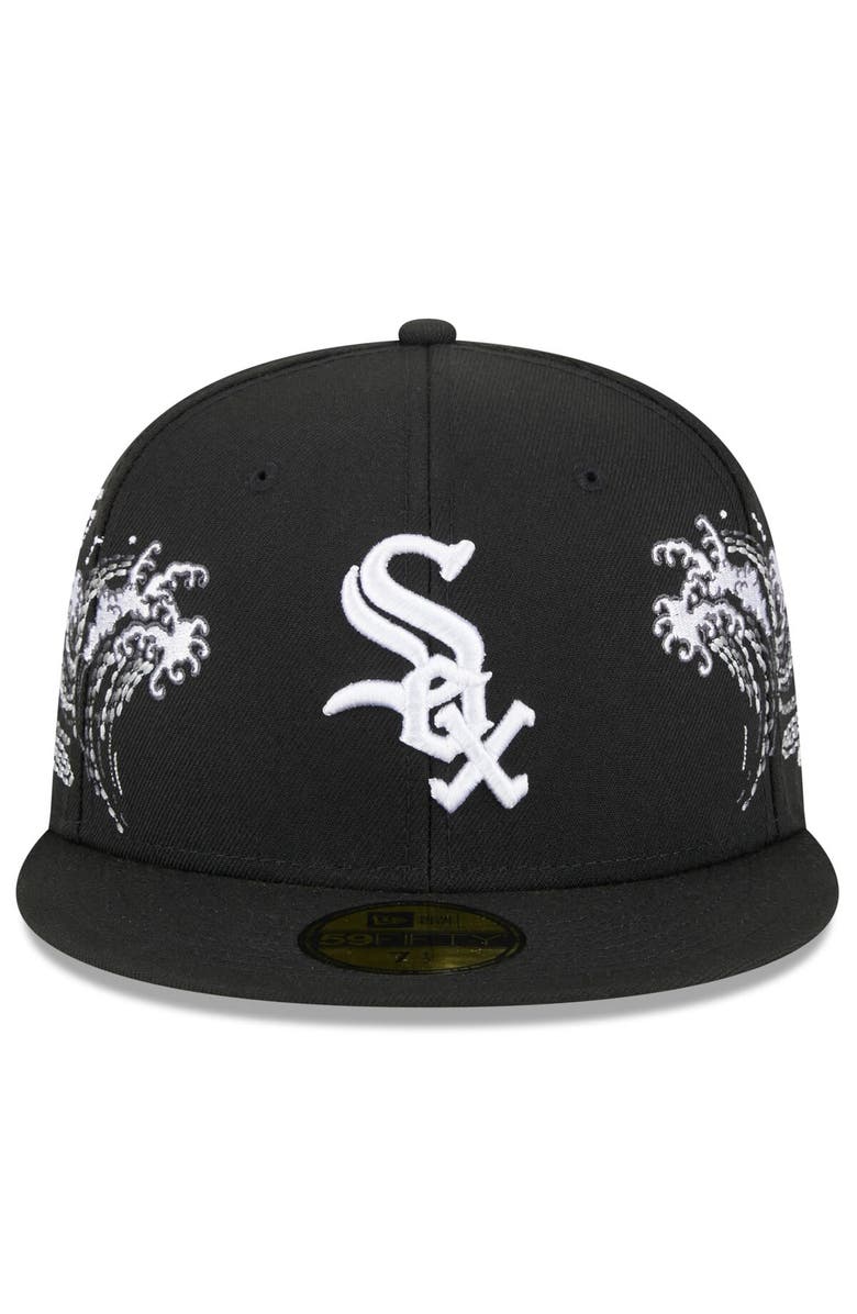 New Era Men's New Era Black Chicago White Sox Tonal Wave 59FIFTY Fitted Hat, Alternate, color,