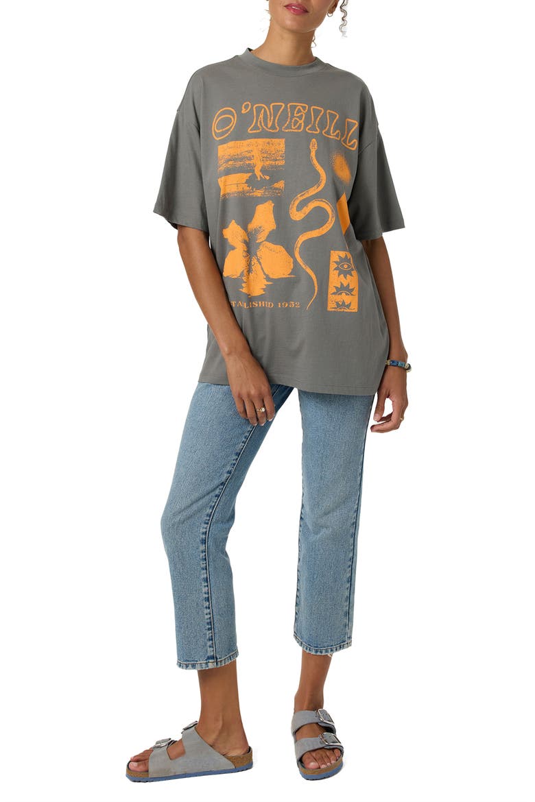 Tropic Meltdown Oversized Graphic T-Shirt, Alternate, color, GARGOYLE