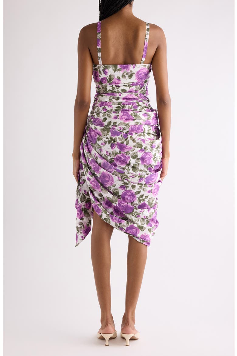 Roses Print Organic Cotton Poplin Dress, Alternate, color, WHITE - PURPLE