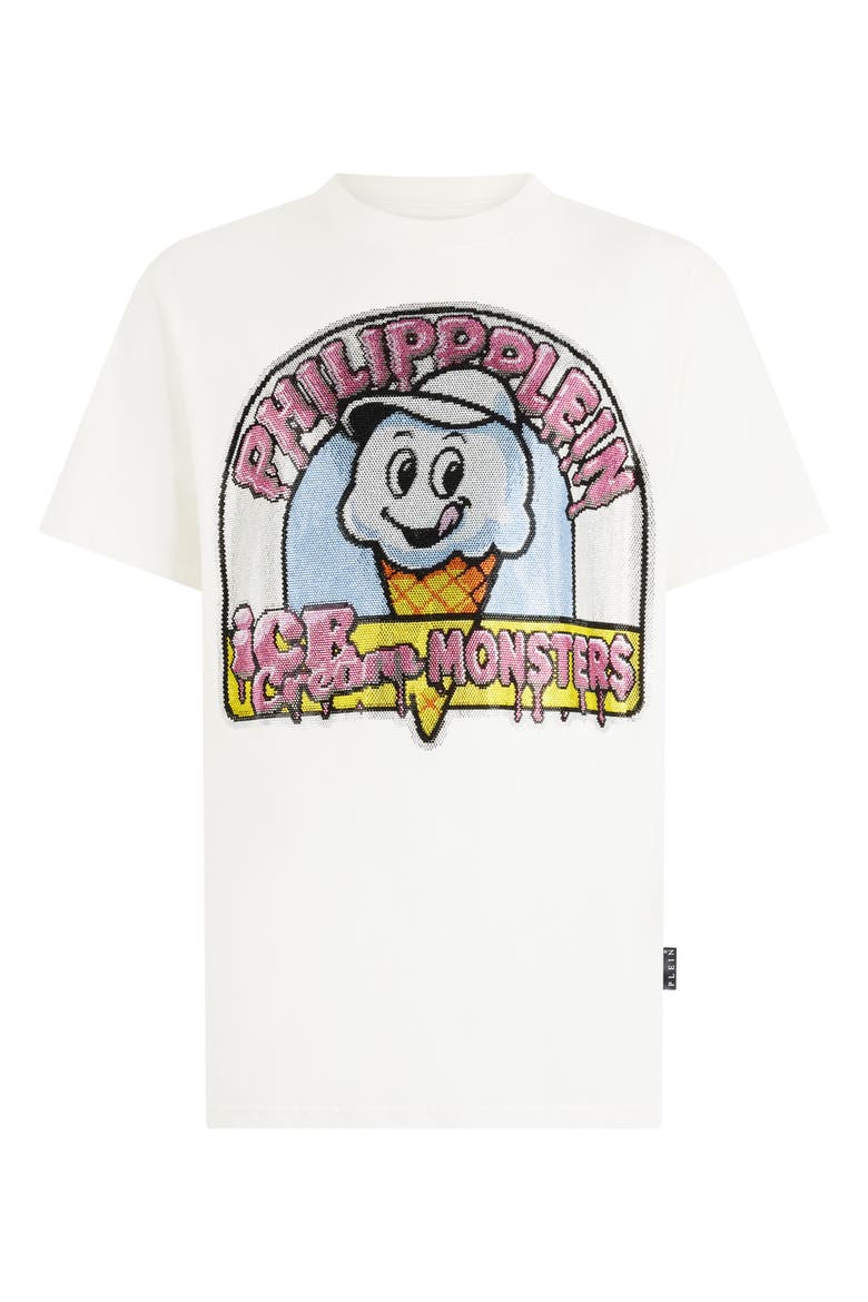 Round Neck T-Shirt Ice Cream Monsters Men, Main, color, OffWhite