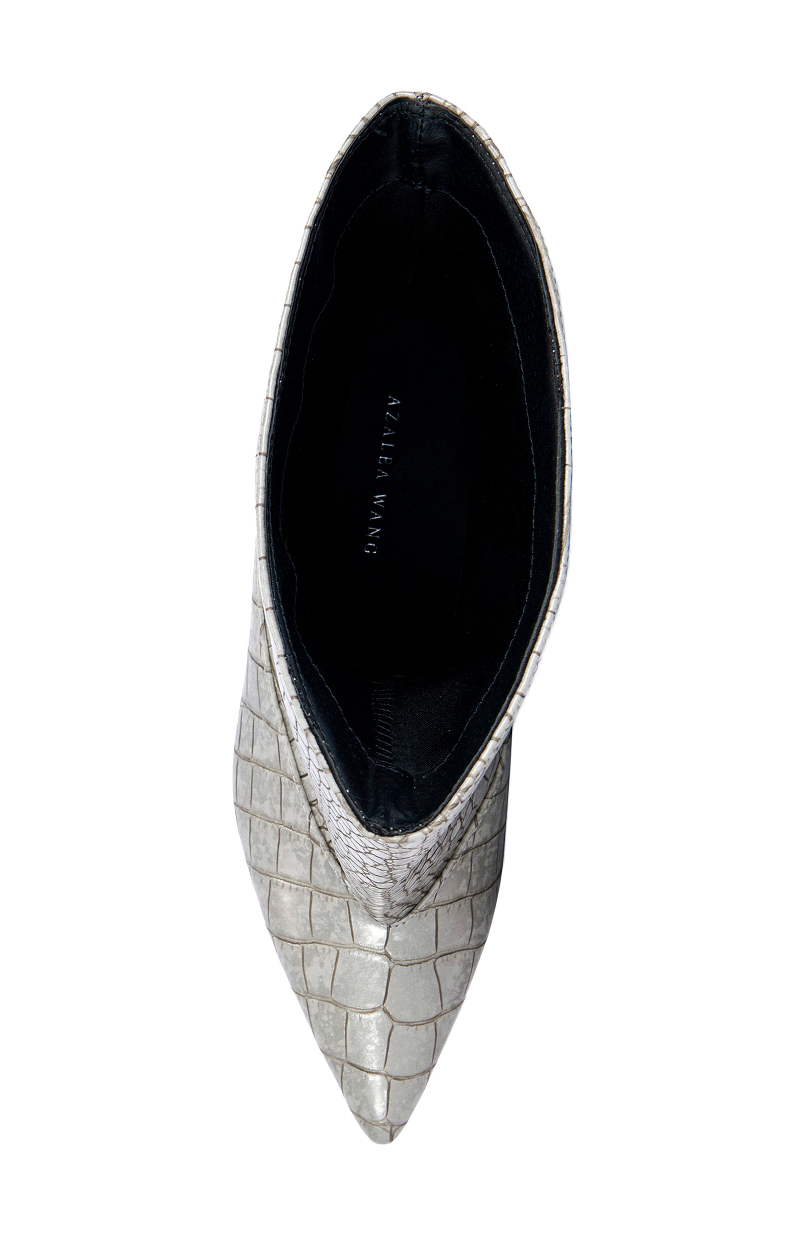 Hayek Croc Embossed Faux Leather Bootie, Alternate, color, SILVER
