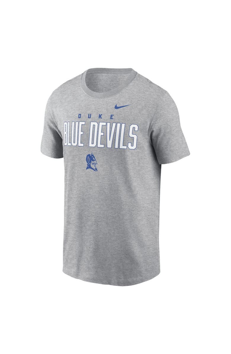 Nike Men's Nike Heather Gray Duke Blue Devils Campus 2-Hit Primary Mascot T-Shirt, Alternate, color, 