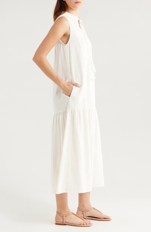 ELAN ELAN TIERED COTTON & LINEN COVER-UP DRESS