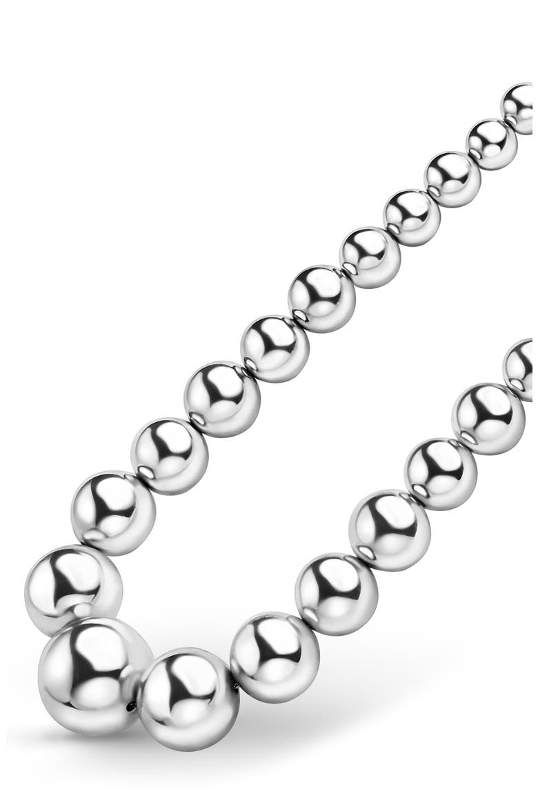 Caviar Bubbly Graduated Bead Necklace, Alternate, color, STERLING SILVER