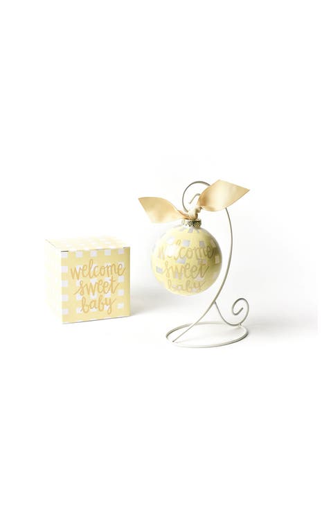 Welcome Sweet Baby Gingham Glass Ornament with Stand