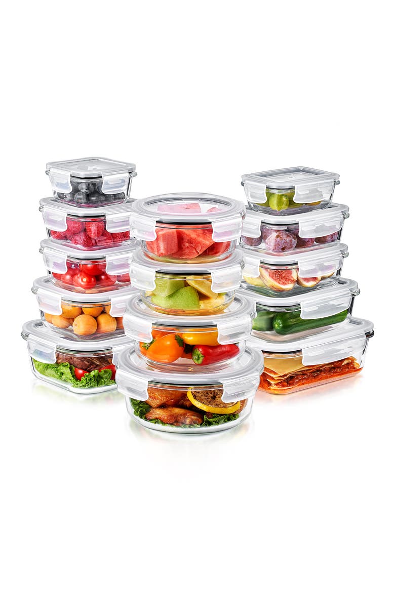 14-Pack Glass Food Prep Storage Containers, Alternate, color, CLEAR