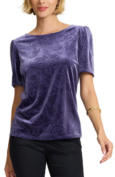 Botanical Breeze Stretch Velvet Top