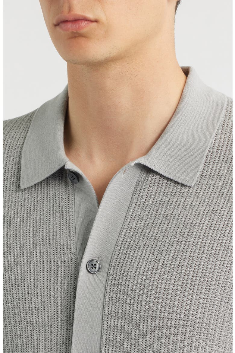 Tactile Cotton Open Stitch Button-Up Shirt, Alternate, color, DARK VAPOR