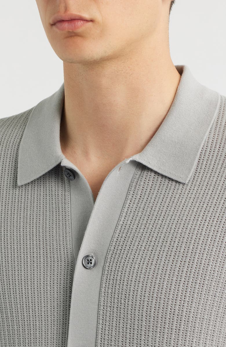 Theory Tactile Cotton Open Stitch Button-Up Shirt, Alternate, color, Dark Vapor