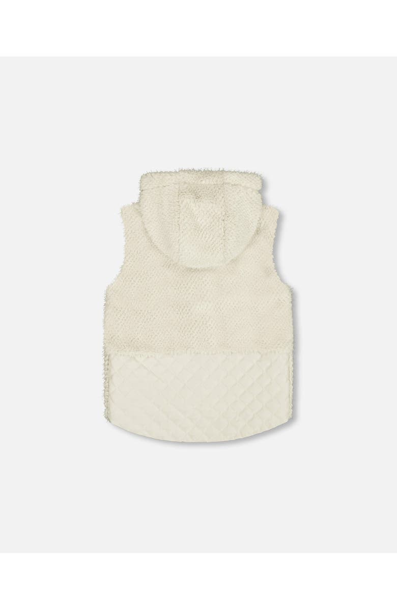 Deux par Deux Girl's Hooded Vest With Pocket Beige, Alternate, color, 