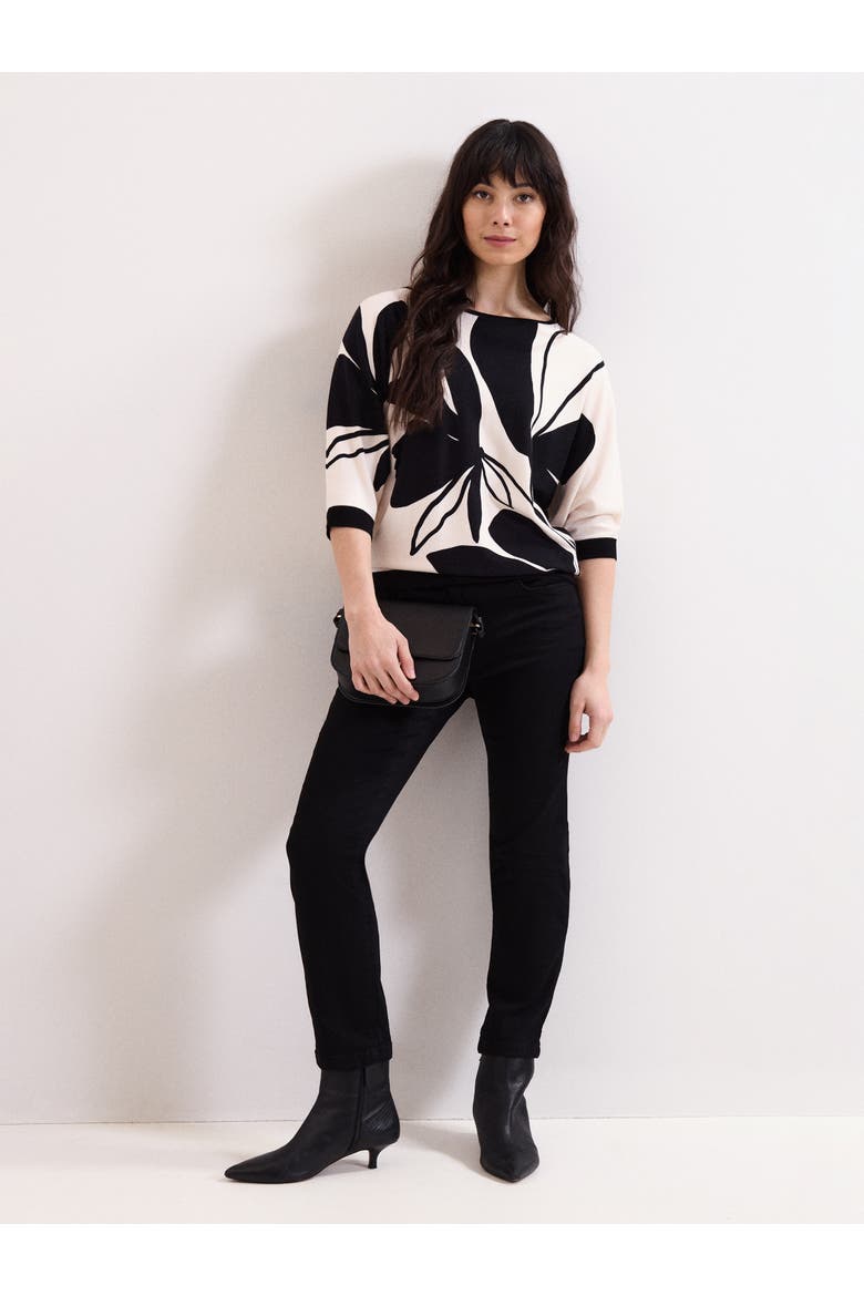 Printed Round Neck Knit Faith Jumper, Alternate, color, Black/Ivory