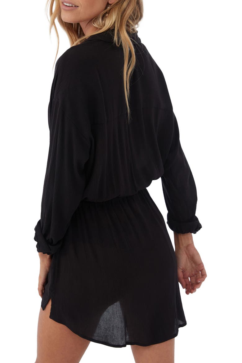 Cami Long Sleeve Cover-Up Shirtdress, Alternate, color, BLACK