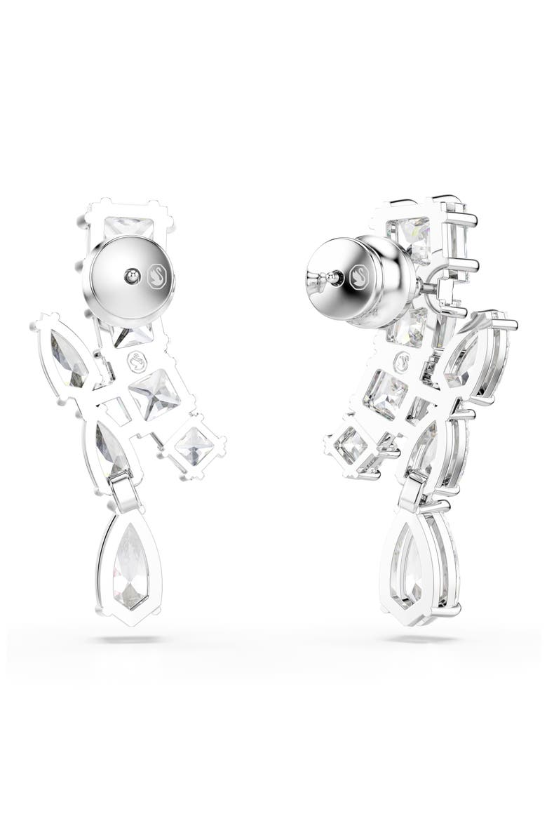 Matrix Drop Earrings, Alternate, color, WHITE/ SILVER