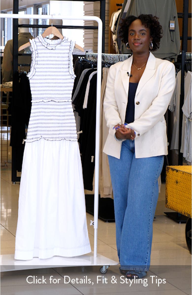 Contrast Stitch Smocked Drop-Waist Maxi Dress, sales video thumbnail