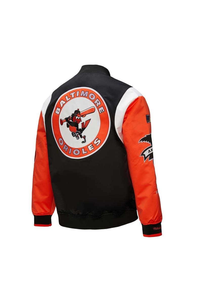 Mitchell & Ness Men's Mitchell & Ness Black/Orange Baltimore Orioles Cooperstown Collection Team Origins Satin Full-Snap Jacket, Alternate, color, Black
