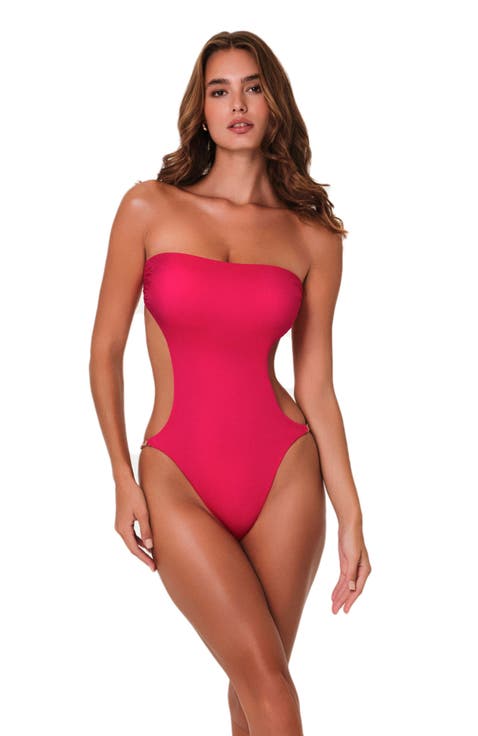 Priyana Sculpting Strapless Cut-Out One-Piece Swimsuit