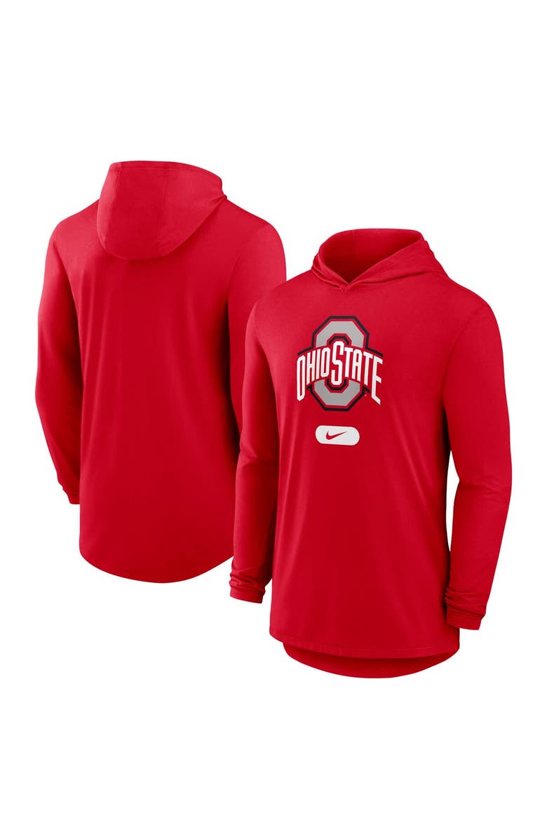 Nike Men's Nike Scarlet Ohio State Buckeyes Lightweight Performance Long Sleeve Hoodie T-Shirt, Main, color, Scarlet