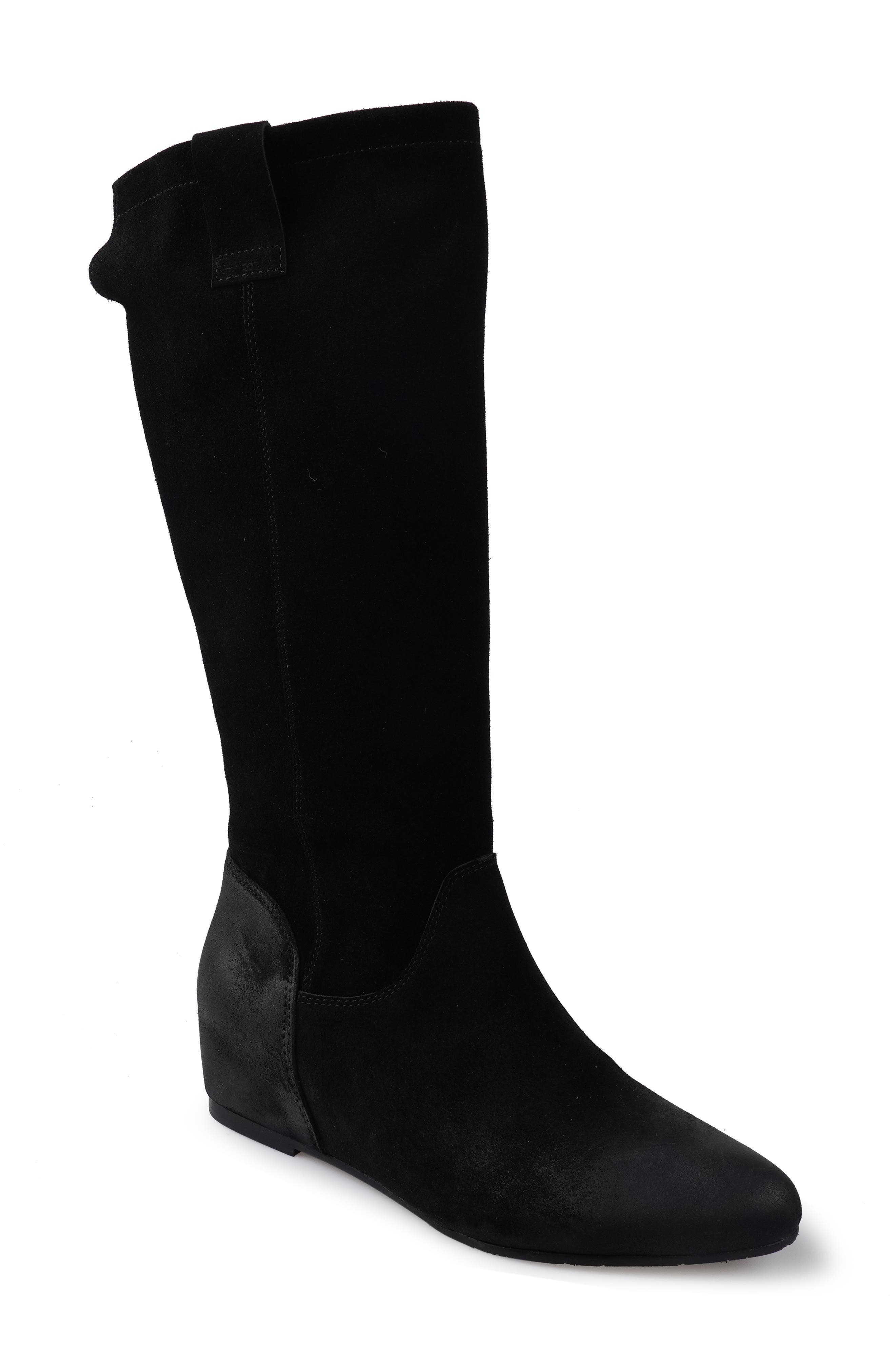 ZIGI Brindle Hidden Wedge Boot, Main, color, Black Suede