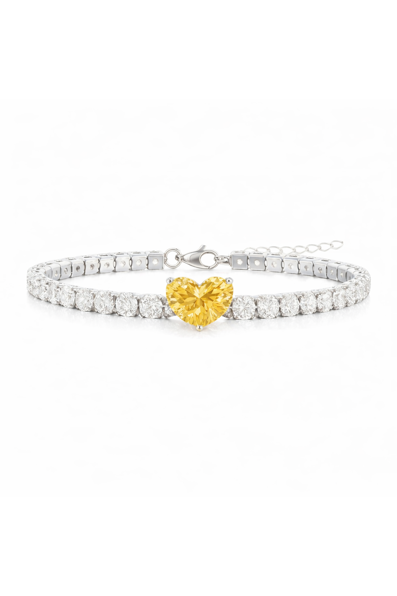 Crystal Heart Tennis Bracelets, Main, color, Yellow