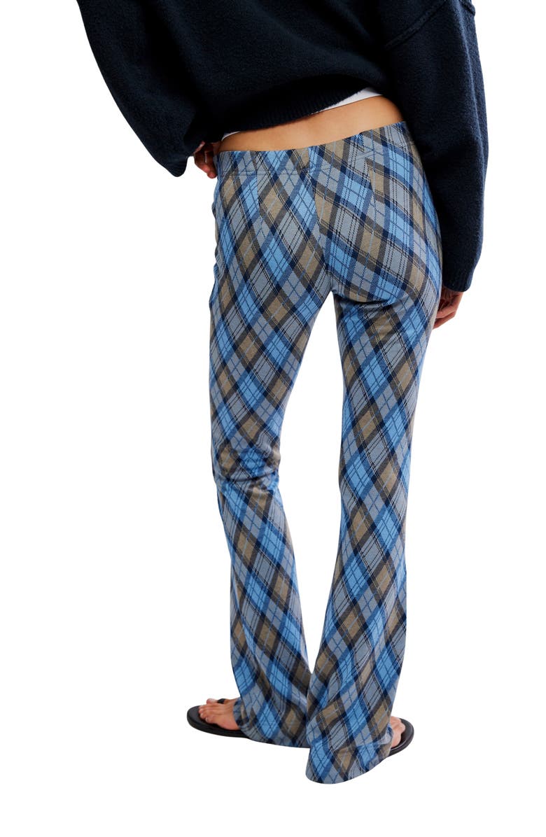 Free People Chloe Plaid Flare Leg Knit Pants, Alternate, color, Periwinkle Combo