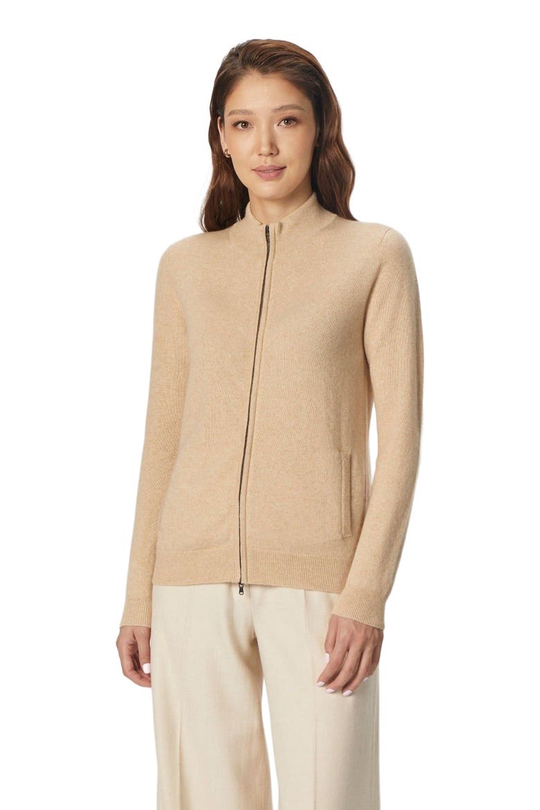 Essential Cashmere Full-Zip Cardigan, Alternate, color, beige