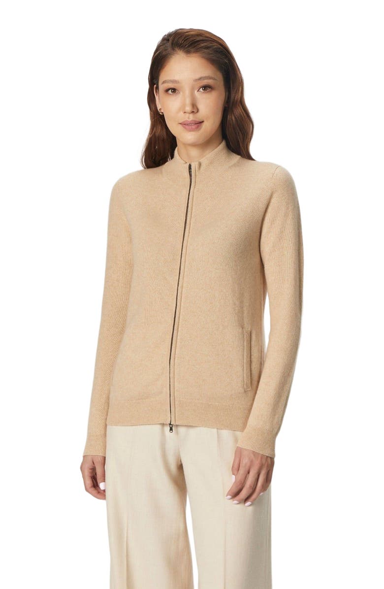 Gobi Cashmere Essential Cashmere Full-Zip Cardigan, Alternate, color, Beige