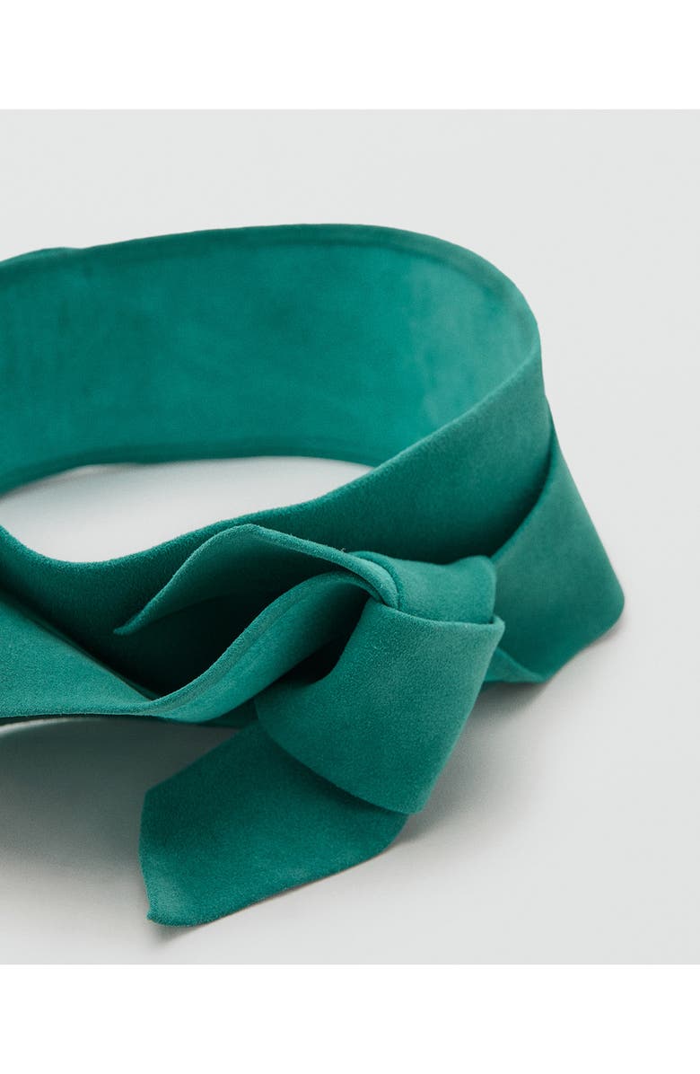MANGO Starring Hailey Bieber Suede Cummerbund Belt, Alternate, color, Turquoise