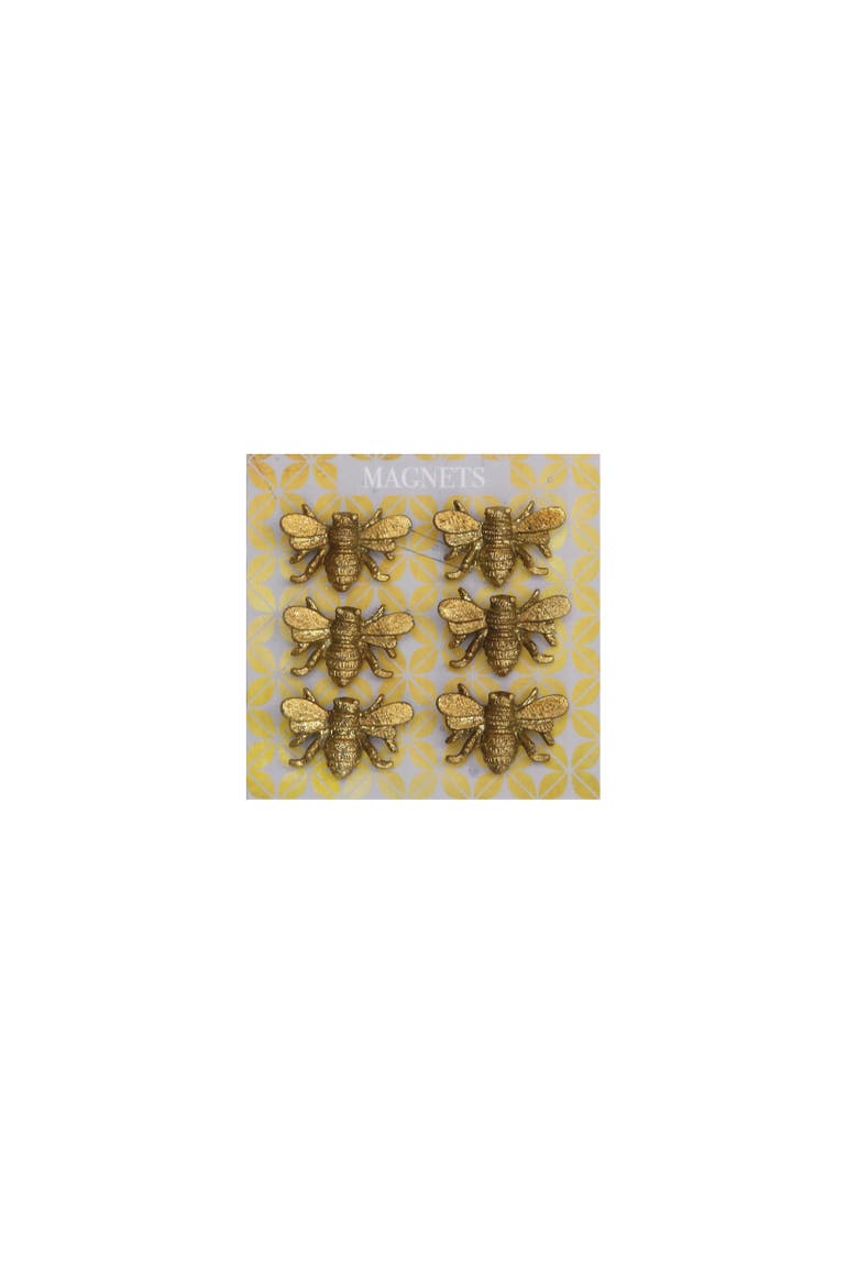 Six Pewter Bee Magnets on a Card, Main, color, Gold