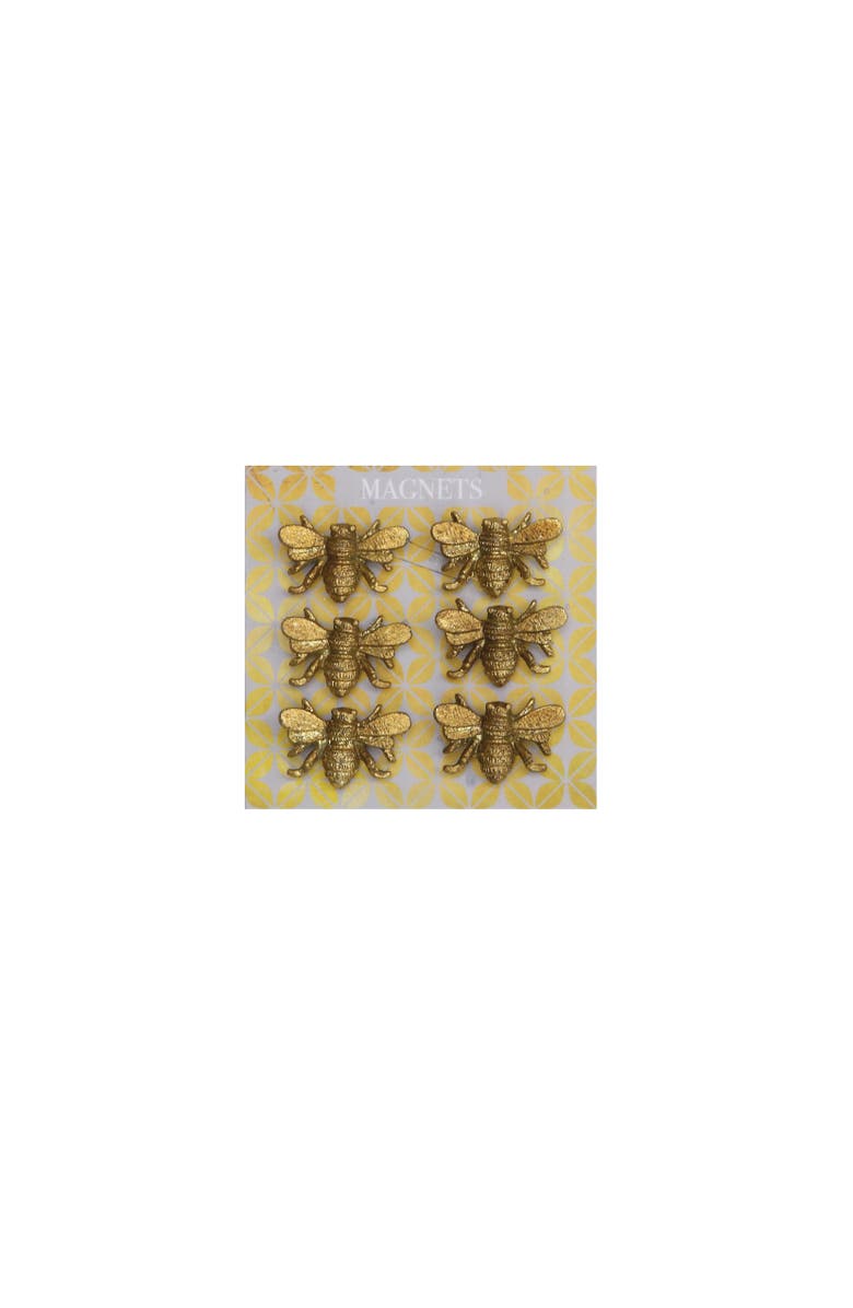 Storied Home Six Pewter Bee Magnets on a Card, Main, color, Gold