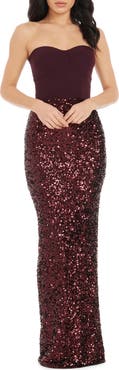 Dress the Population Vada Mixed Media Strapless Gown