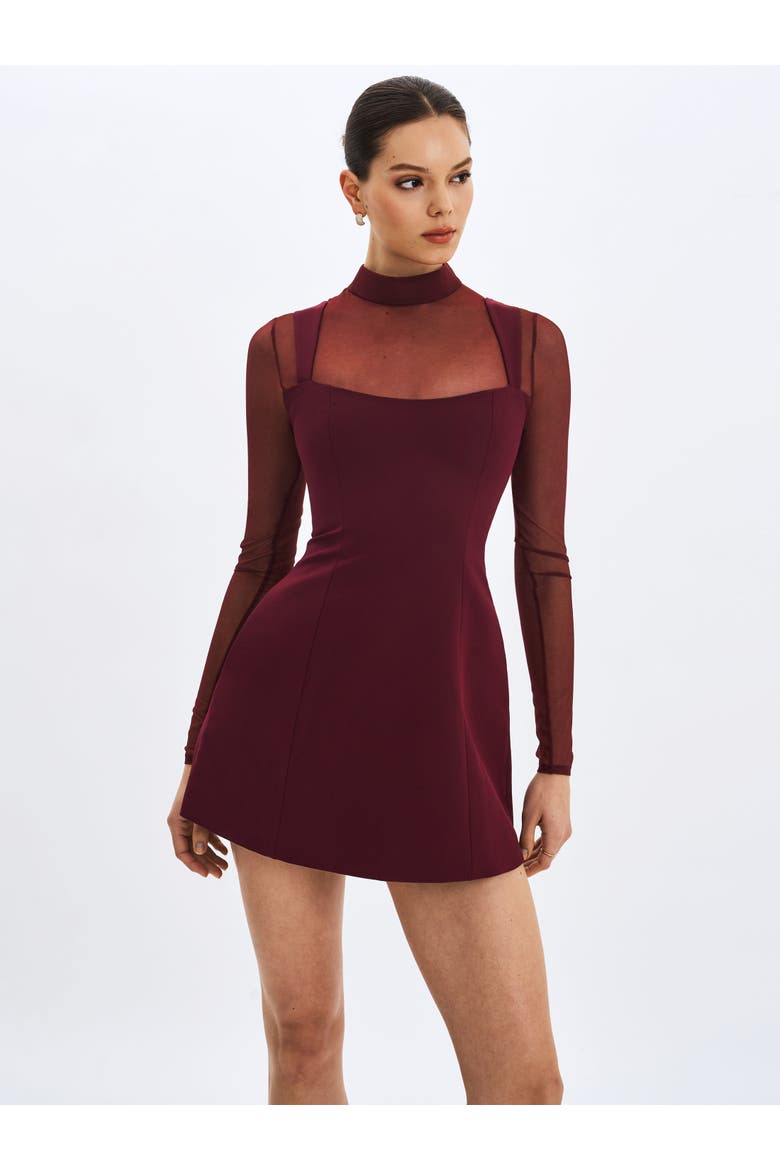 Natasha Faux Two-Piece Turtleneck Mini Dress, Alternate, color, Burgundy