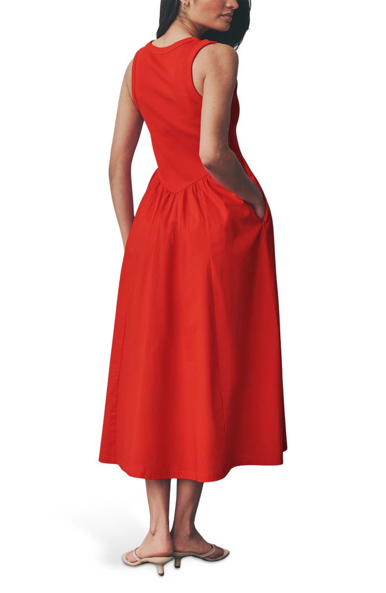 NEXT Mixed Media Cotton Blend Sleeveless Midi Dress, Alternate, color, 