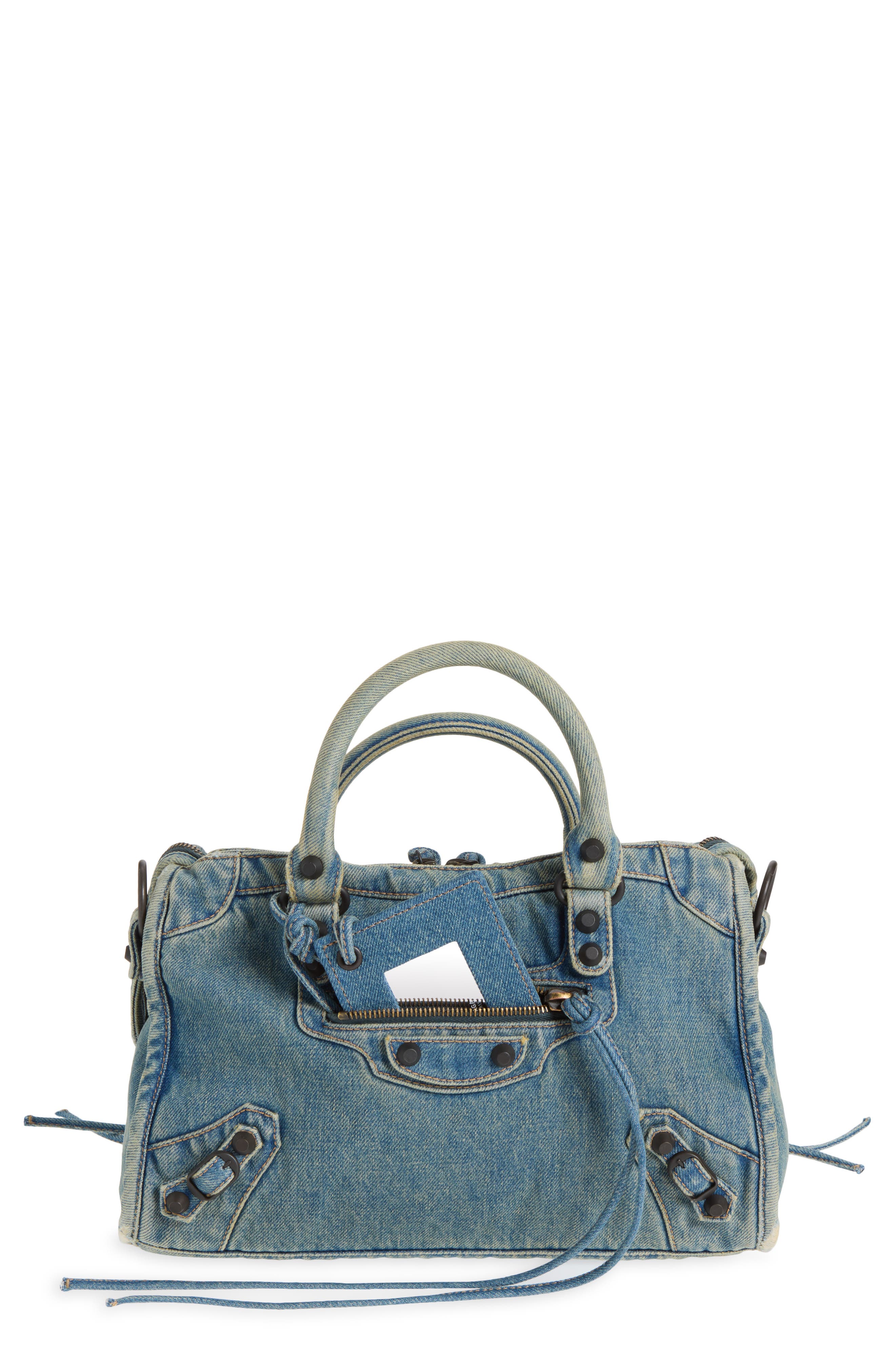 Small Le City Denim Top Handle Bag, Main, color, 4727 BLUE