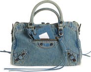 Balenciaga Small Le City Denim Top Handle Bag