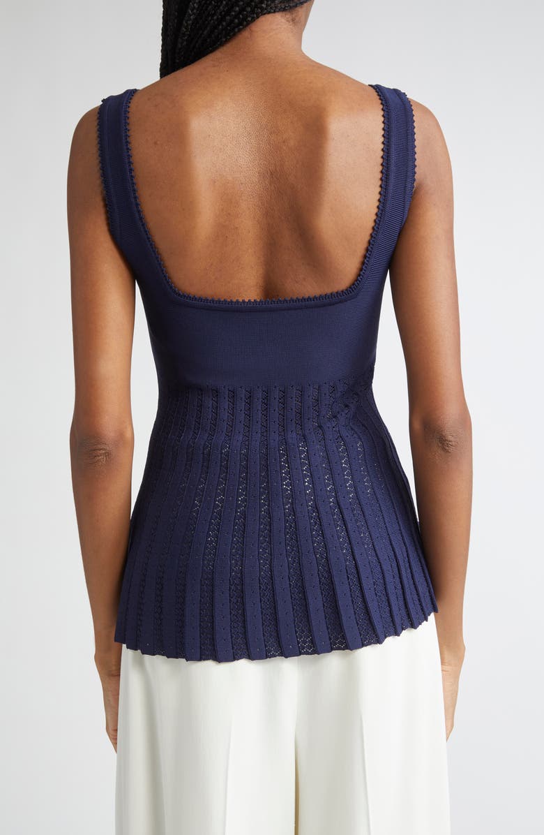 STAUD Ellen Mixed Stitch Pointelle Sweater Tank, Alternate, color, Navy