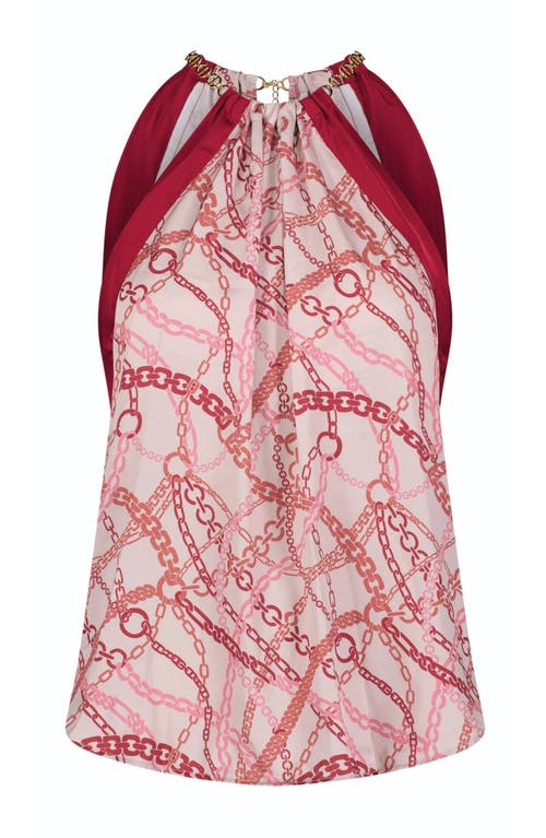 The Noli Shop Mika Silky Halter Top In Red